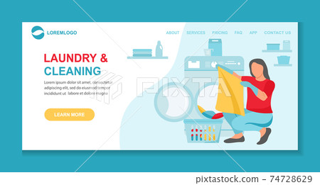 Vector Laundry Cleaning service Household Washing Vector Laundry Cleaning service Household Washing 74728629