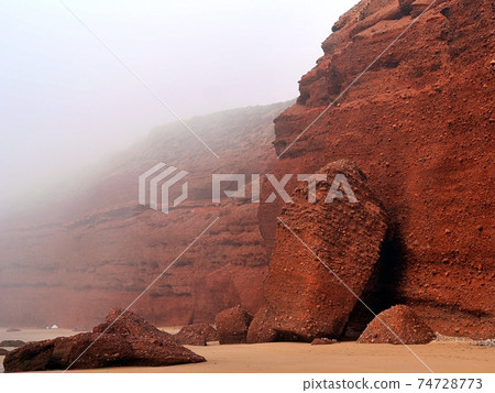 marsian-like mistic foggy landscape of clay rocks marsian-like mistic foggy landscape of clay rocks 74728773