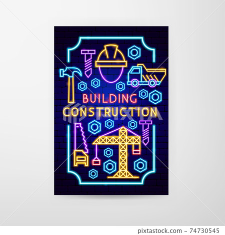 Building Construction Neon Flyer 74730545