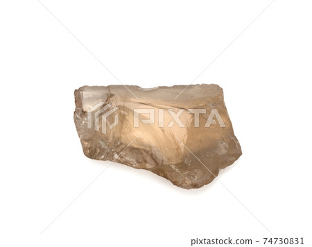 closeup of sample of natural mineral from geological collection - Rock crystal gem stone isolated on white background closeup of sample of natural mineral from geological collection - Rock crystal gem stone isolated on white background 74730831