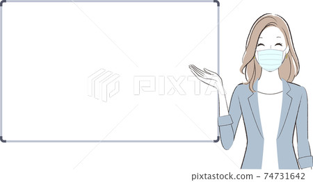指導您帶著微笑的女商人面具白板 指導您帶著微笑的女商人面具白板 74731642