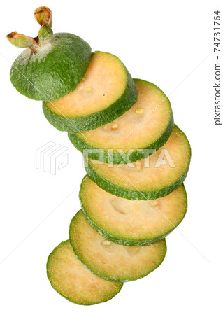 Feijoa cutaway top view isolated 74731764