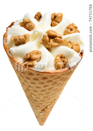 Ice cream in waffle cone isolated Ice cream in waffle cone isolated 74731768