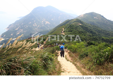 people hiking in shek o, hong kong 74732709