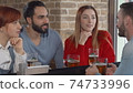 Group of friends talking over glass of beer at the pub 74733996