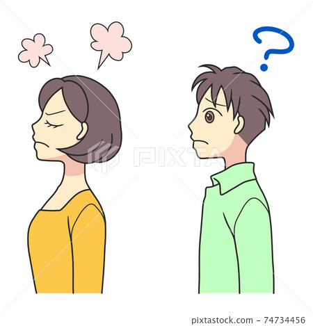 A young woman who turns her back angry and a young man who is in trouble for unknown reasons 74734456