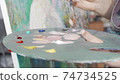 Cropped shot of a palette of a female painter 74734525