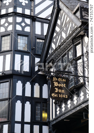 .Ye Old Boot Inn, the oldest pub in  Chester,  UK. 74735797