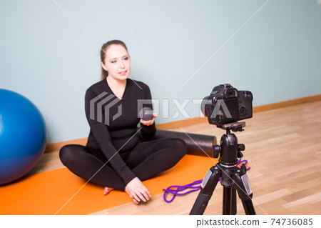 Creating video content with fitness workouts to do at home 74736085