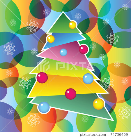 richly decorated Christmas tree, vector illustration richly decorated Christmas tree, vector illustration 74736409