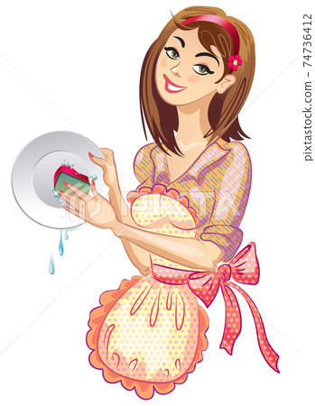 Wash the dishes. Detergents. Vector illustration Wash the dishes. Detergents. Vector illustration 74736412