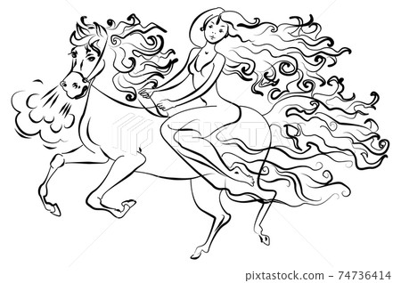 Woman on horseback 74736414