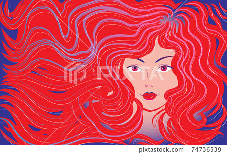 Beautiful woman with flowing hair Beautiful woman with flowing hair 74736539