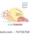 A car in the form of a cloud of butterflies. Exhaust fumes in the form of a cloud of butterflies. Environmental protection concept. Poster 74736708