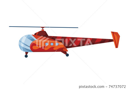 Helicopter cartoon aviation. Avia transportation with propeller isolated on white. Vector copter aircraft rotor plane cargo. Civil or army military transport helicopter 74737072