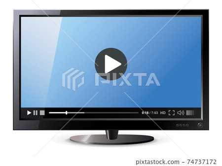 Frontal view of widescreen lcd monitor. Video player. Vector illustration Frontal view of widescreen lcd monitor. Video player. Vector illustration 74737172