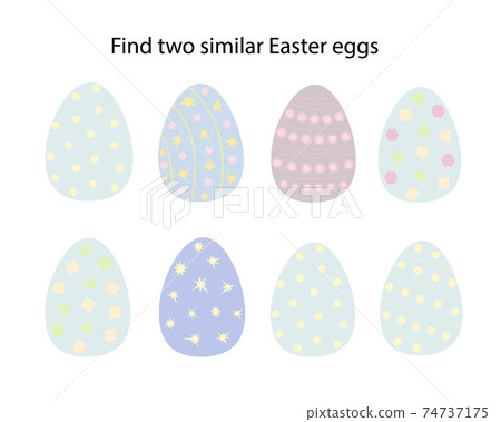 Find two similar Easter eggs educational activity for children, Easter chicken educational game, simple cartoon farm animal vector illustration worksheet Find two similar Easter eggs educational activity for children, Easter chicken educational game, simple cartoon farm animal vector illustration worksheet 74737175