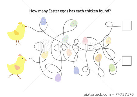 Easter eggs, chickens educational game, puzzle, simple labyrinth, nursery school spring holiday activity, how many eggs has each chicken found maze game Easter eggs, chickens educational game, puzzle, simple labyrinth, nursery school spring holiday activity, how many eggs has each chicken found maze game 74737176