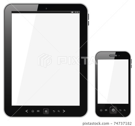 Modern portable touch pad device. Realistic black tablet pc computer with blank screen isolated on white background. Vector illustration Modern portable touch pad device. Realistic black tablet pc computer with blank screen isolated on white background. Vector illustration 74737182