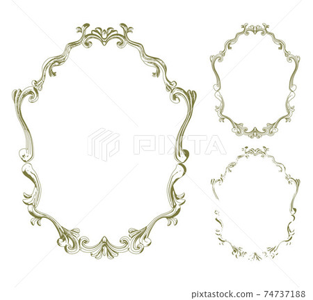 Antique vector frame, shadow and outline illustration set Antique vector frame, shadow and outline illustration set 74737188