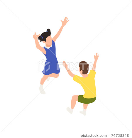 Jumping Kids Isometric Composition 74738248