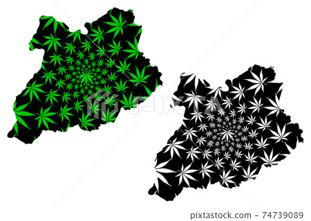 Khost Province (Islamic Republic of Afghanistan, Provinces of Afghanistan) map is designed cannabis leaf green and black, Khost map made of marijuana (marihuana,THC) foliage.... 74739089