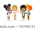 Group of school friends talk to each other.School friends have fun. Multicultural friends have fun 74740531