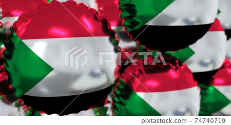 Balloons with flag of Sudan. Holiday concept, 3D rendering Balloons with flag of Sudan. Holiday concept, 3D rendering 74740719