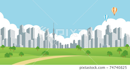 建築城市景觀公園背景素材 74740825