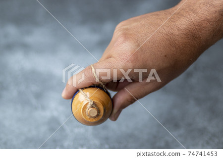 Classic wooden spinning top toy with string 74741453