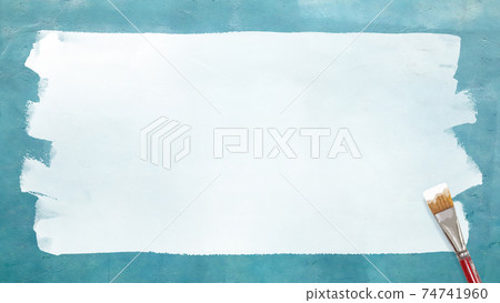 Frame painted in white paint on a blue wall-there are multiple variations 74741960