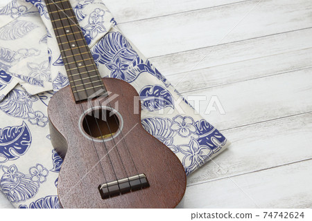 White aloha and ukulele 74742624