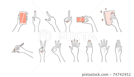 Hand pose set pink 74742952