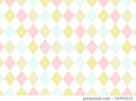 [背景材料]菱形格子39白色背景（粉紅色，黃綠色，卡其色，白色，淺藍色） 74743523
