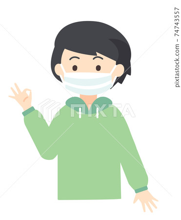 一個戴著口罩沒事的孩子 74743557