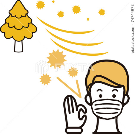 面具男性花粉症病毒疾病預防花粉人圖標說明 面具男性花粉症病毒疾病預防花粉人圖標說明 74744978
