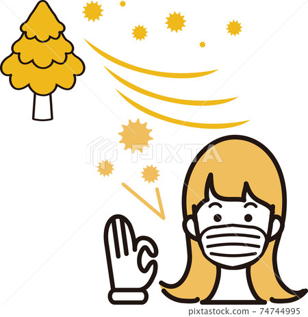 面具女性花粉病雪松病毒病預防花粉人圖標說明 面具女性花粉病雪松病毒病預防花粉人圖標說明 74744995