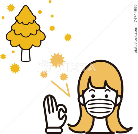 面具女性花粉病雪松病毒病預防花粉人圖標說明 74744996