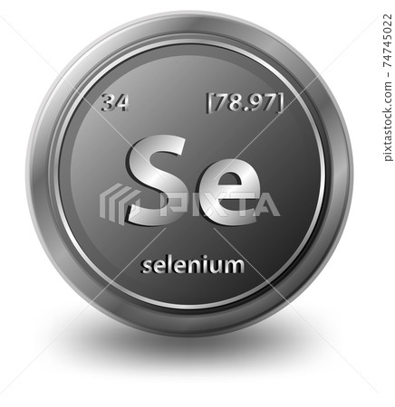 Selenium chemical element. Chemical symbol with atomic number and atomic mass. 74745022