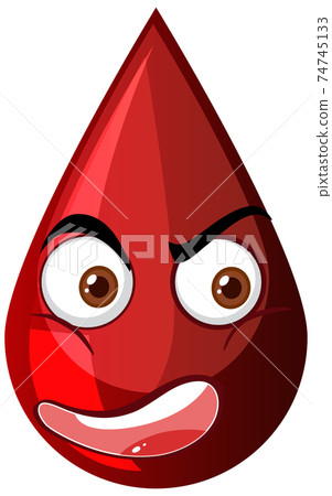 Red blood drop with facial expression Red blood drop with facial expression 74745133