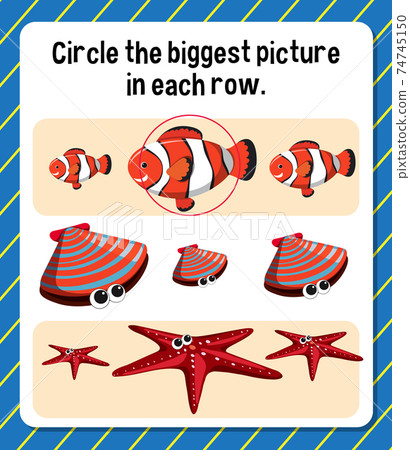 Circle the biggest picture in each row worksheet for children 74745150