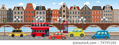 Traffic in the city scene 74745184