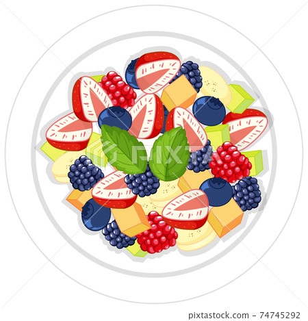 Fruit salad on plate isolated 74745292