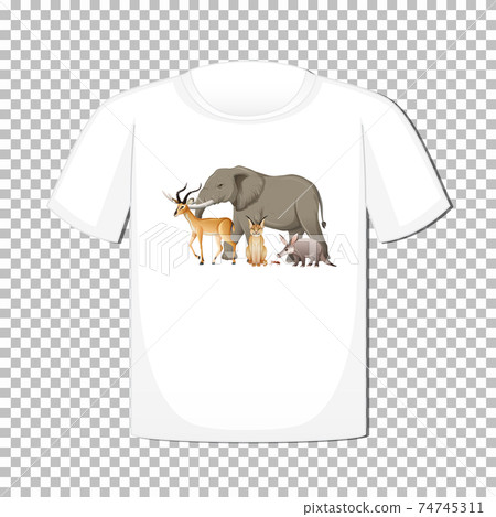 Wild animal group design on t-shirt isolated on transparent background 74745311