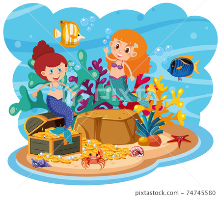 Mermaid in underwater world 74745580