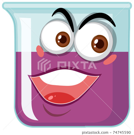 Laboratory glassware with face expression on white background Laboratory glassware with face expression on white background 74745590