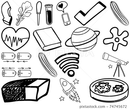 Set of item and symbol hand drawn doodle 74745672