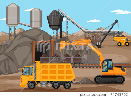 Landscape of coal mining scene Landscape of coal mining scene 74745702