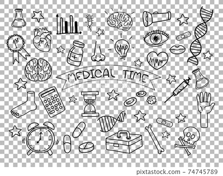 Medical element in doodle or sketch style isolated on transparent background 74745789
