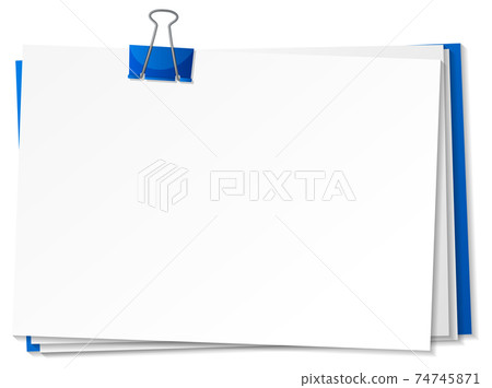 Blank papers and binder clip template 74745871